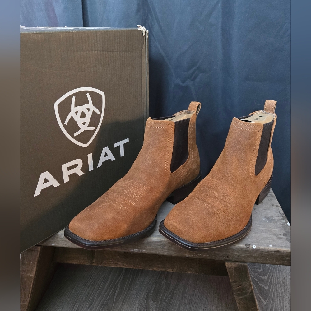 Ariat Booker Tan Boots with Classic Casual Chelsea Design | Size 14 Wide (14EE)